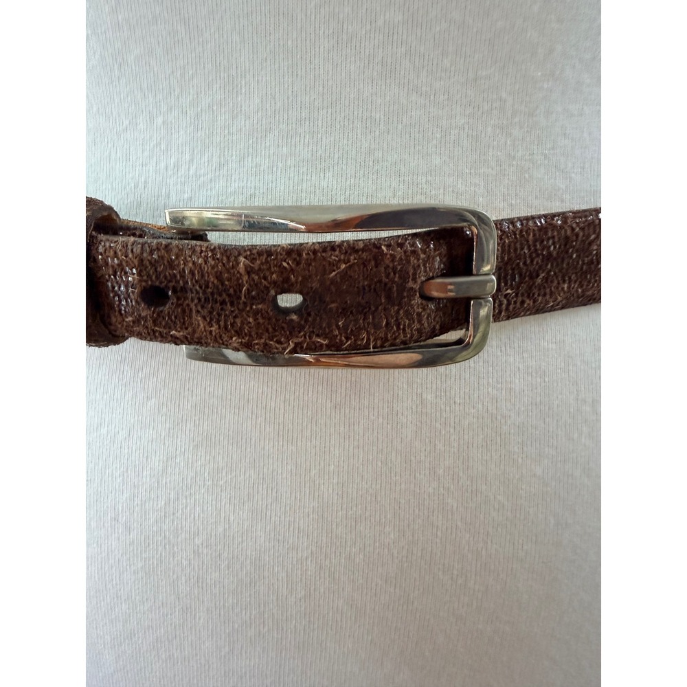 Martin Dingman Lizard Grain Italian Calfskin Belt Handmade Brown Medium